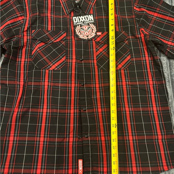 Dixxon BULLSEYE Men's Red and Black Plaid Flannel Shirt - Picture 2 of 3